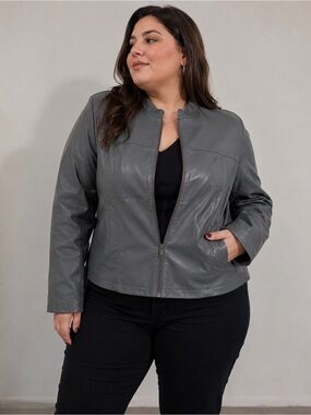 Redoute grey leather jacket size 20w / XL